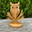 Oak Wood 'Owl in a Tree' Decorative Sculpture – Rustic Home Decor