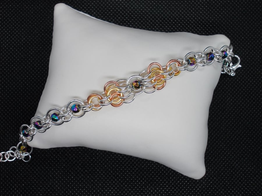 SALE- Butterfly chainmaille bracelet with haematite