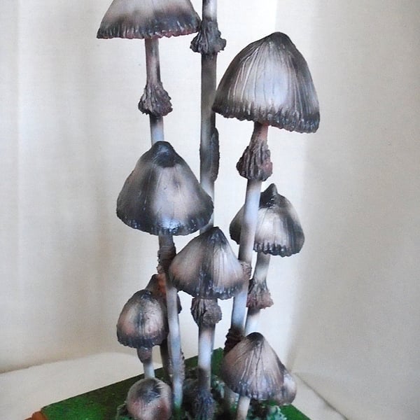 Toadstool clay art sculpture
