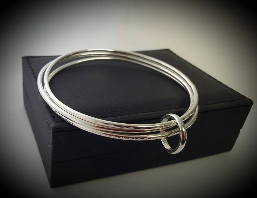 Silver bangle stack