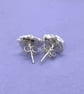 Fine silver leaf stud earrings - Image 5