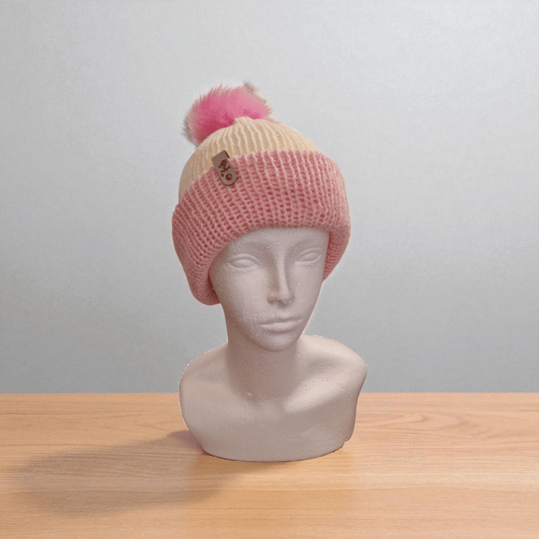 Knitted pompom hat- small Adults 
