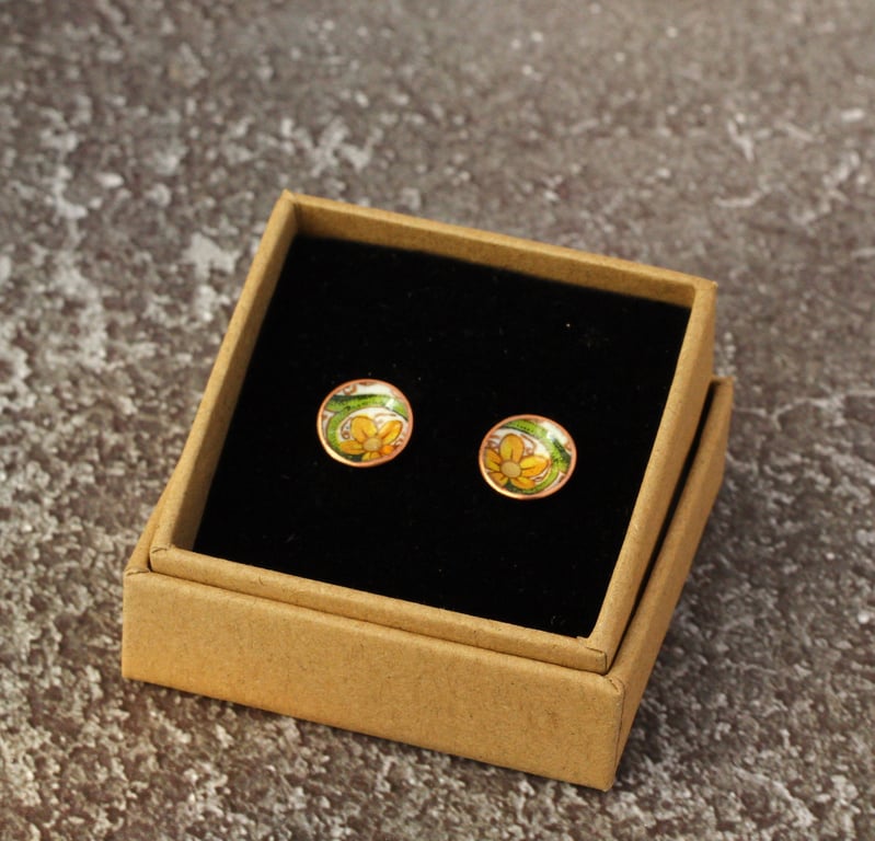 Jacobean Chintz Enamel stud earrings