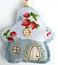 Toadstool Fairy House Hanging Decoration - Fabric Mushroom with Strawberries - Image 3