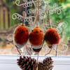 Wet felted Christmas Robin hanging ornament
