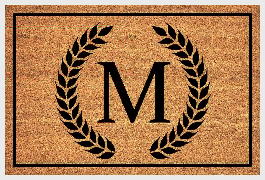 M Letter Door Mat - Monogram Letter M Welcome Mat - 3 Sizes