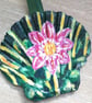 Bright pink dalhia, handpainted shell wall art.   - Image 5