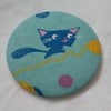 Cartoon Cat Design Fabric Backed Pocket Mirror