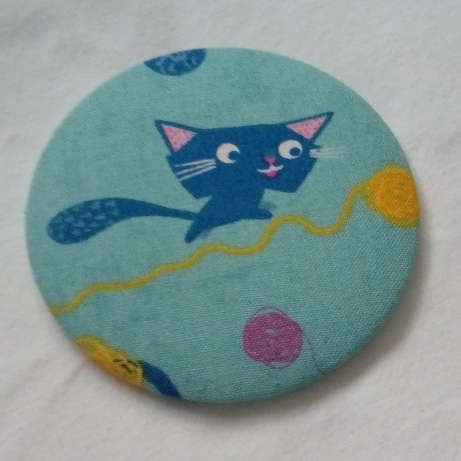 Cartoon Cat Design Fabric Backed Pocket Mirror