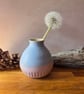 Pink and Blue incised handmade stoneware bud vase