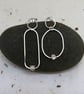 Recycled Sterling Silver Curved Wire And Silver Rock Earrings
