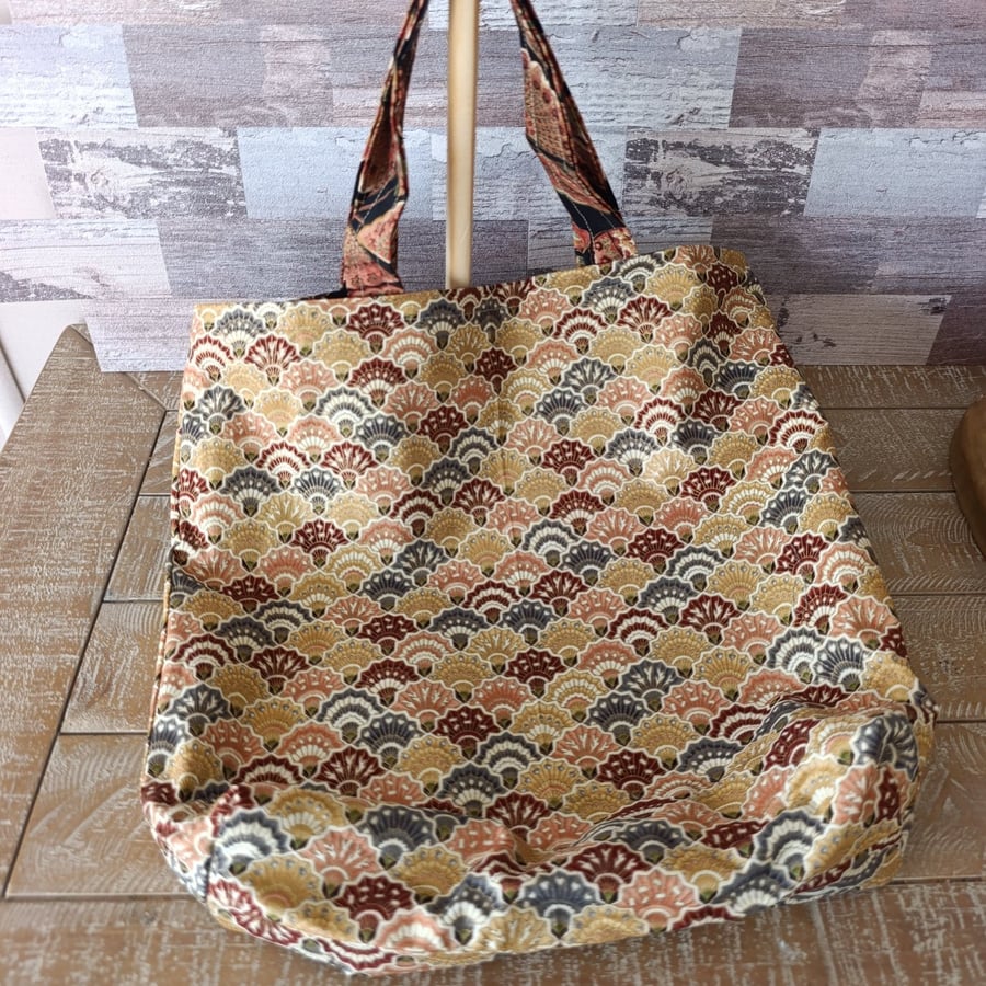 Asian inspired reversible tote bag