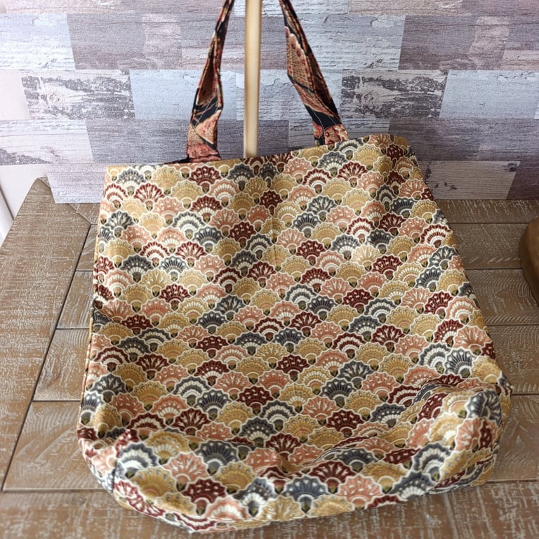 Asian inspired reversible tote bag