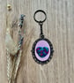 Multicoloured Heart Embroidery Keyring