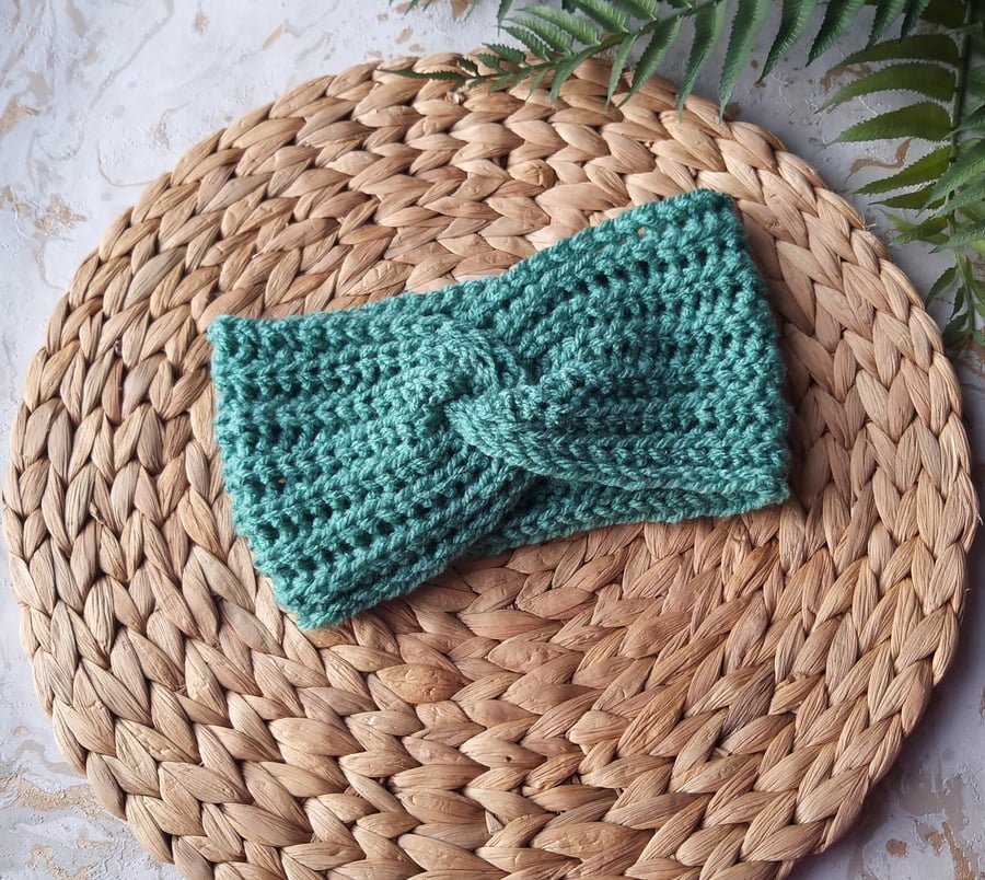 2024Sale Crochet Ear Warmers - Headband Twist Style Sage Green