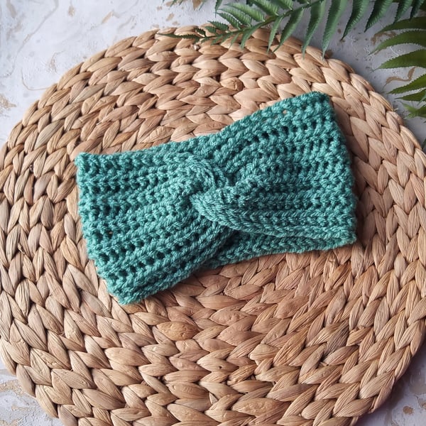 Sale Crochet Ear Warmers - Headband Twist Style Sage Green