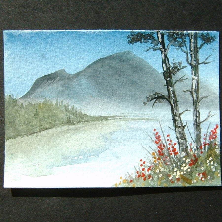 Art painting aceo SFA original paintings landscape trees mountains 73