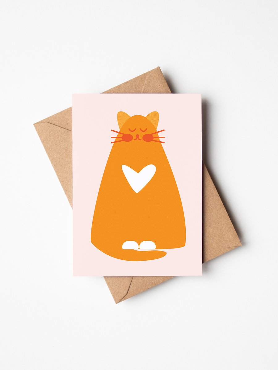 Cute Zen ginger cat greetings card