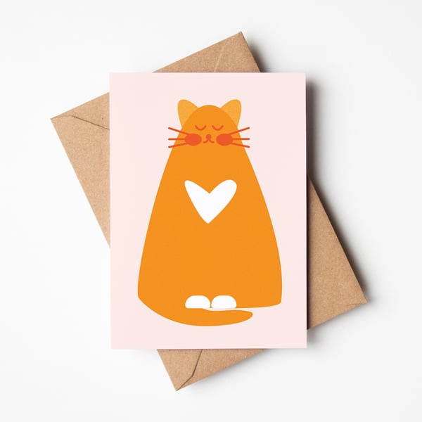 Cute Zen ginger cat greetings card