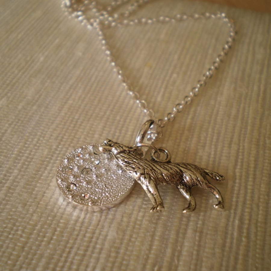 Howling At The Moon Wolf Necklace