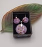 Purple Pansies Hook Earrings and Pendant Set