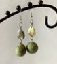 Merino Wool ball earrings with metal charm - Image 1