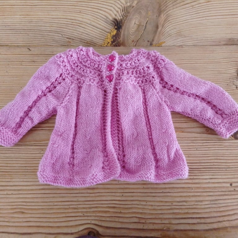 Pink baby cardigan for age 0-3 months