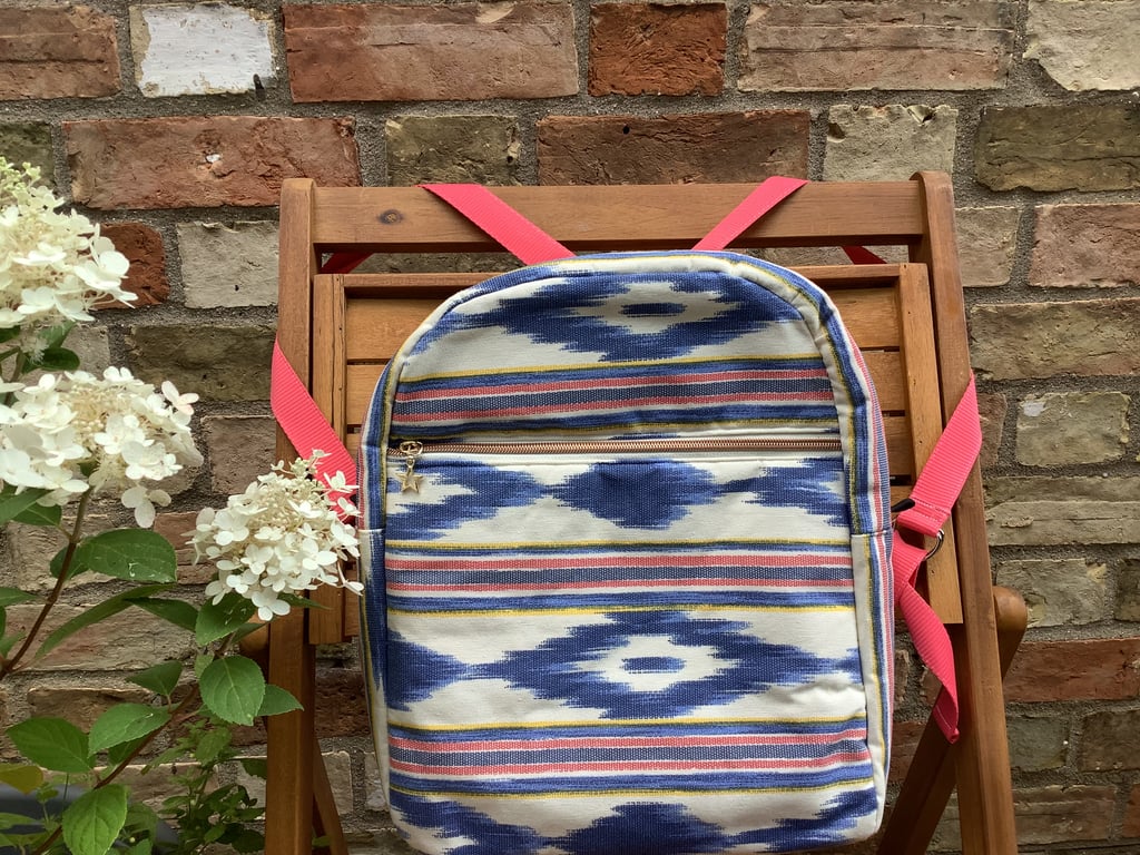 Back pack or day bag unique fabric, ideal for shopping or walking, pretty style.