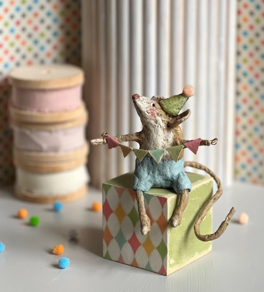 Bertie a whimsical spun cotton Mouse