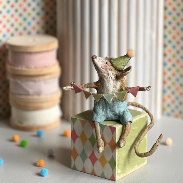 Bertie a whimsical spun cotton Mouse