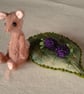 Bramble, a tiny jointed mouse on a silk leaf with beaded blackberries. - Image 4