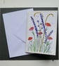 Unique Hand Drawn & Painted Floral Greetings Card with Envelope - Blank inside - Image 1