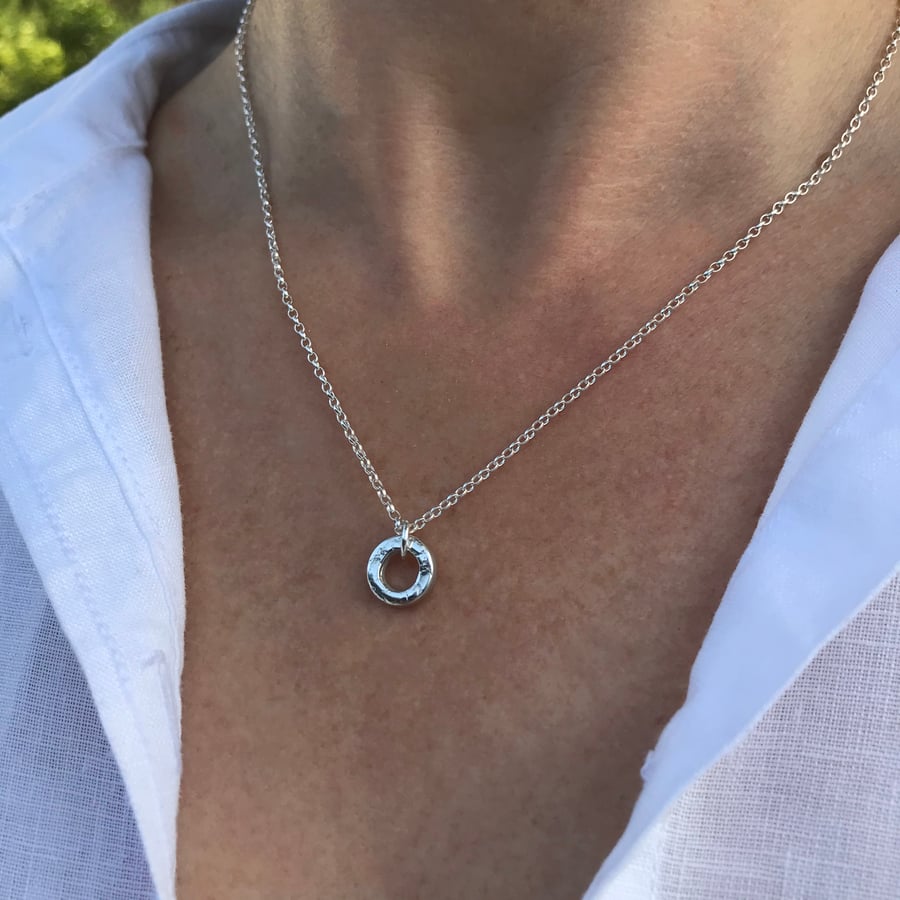 Sterling silver small chunky polo necklace