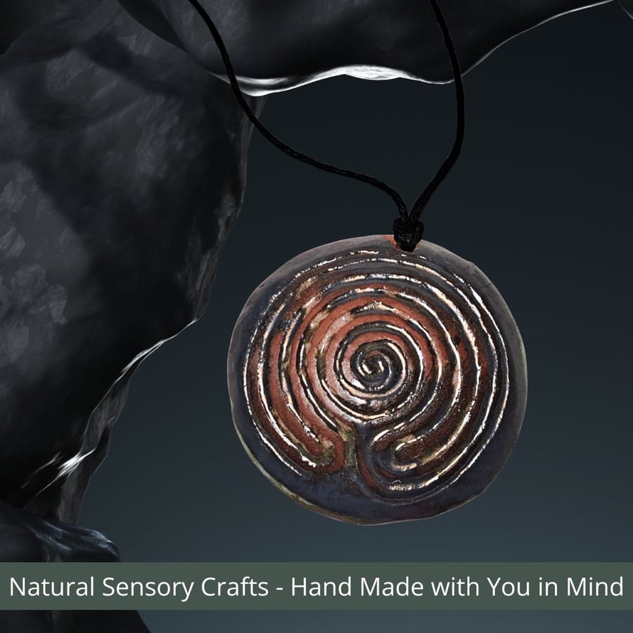 Multisensory finger labyrinth jewellery, Essential oil diffuser necklace spiral
