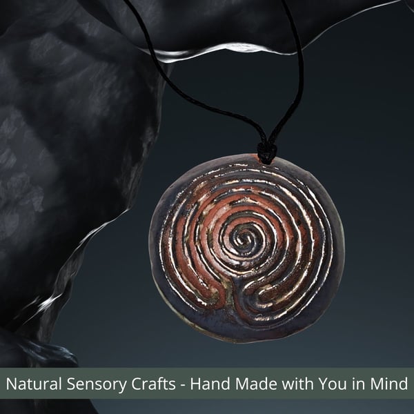 Multisensory finger labyrinth jewellery, Essential oil diffuser necklace spiral