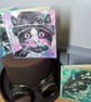Steampunk Animals Gelli Printed Art Greeting Cards Set One Off Cogs