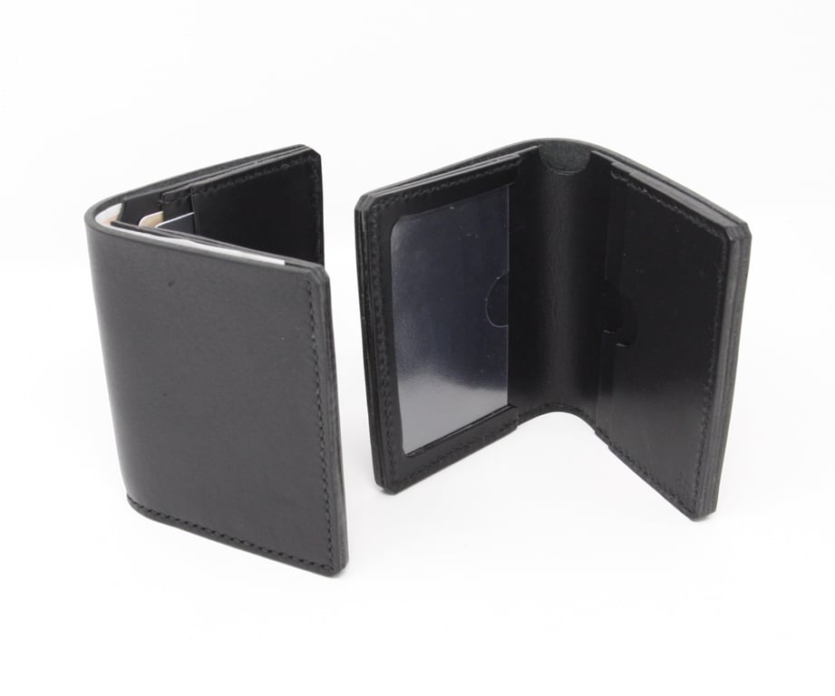 Black leather wallet with ID pocket
