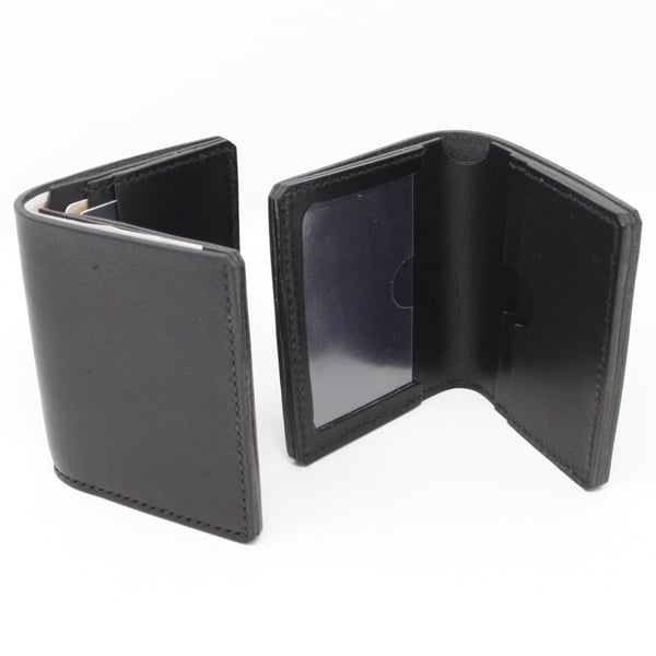 Black leather wallet with ID pocket