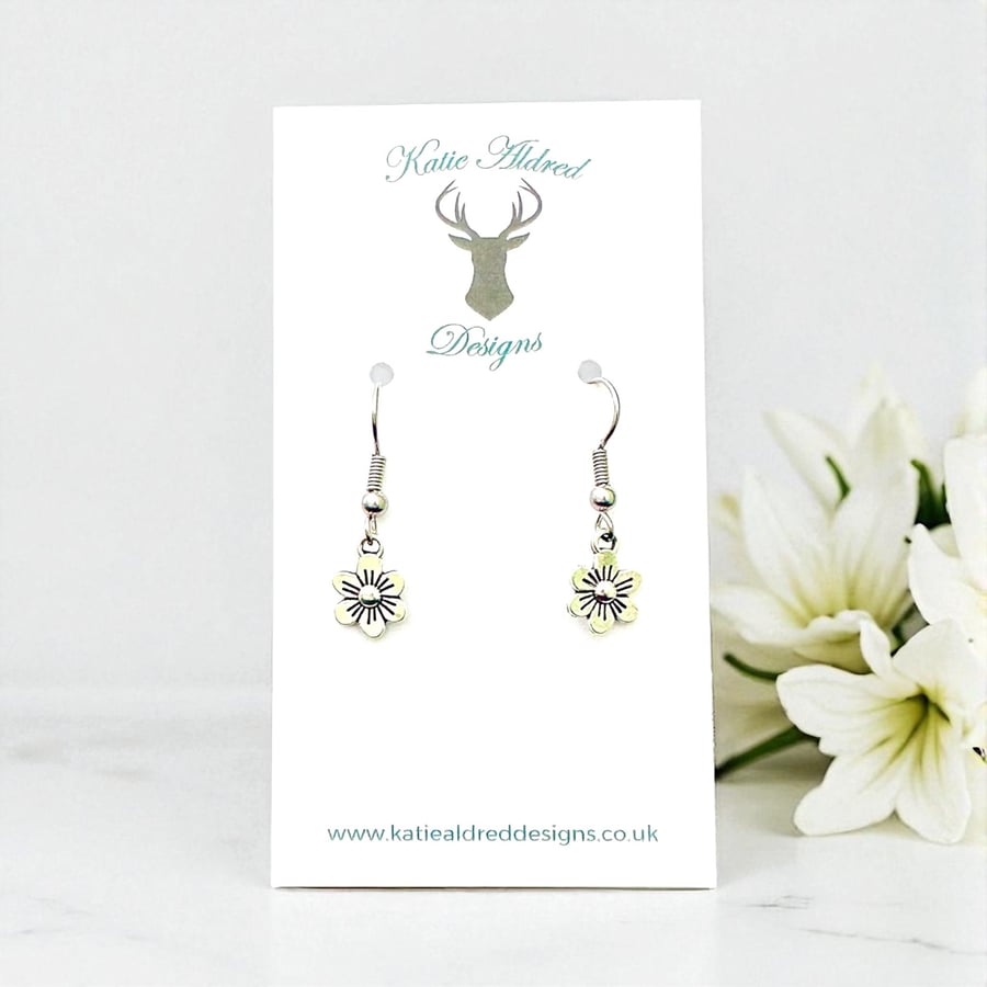 Charm Earrings - Mini Silver Flower