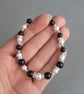 Jet Black and White Bracelet - Onyx, Pearl and Crystal Bridesmaids Jewellery - Image 3