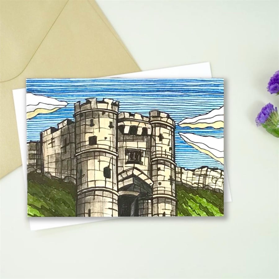 Isle of Wight Card, Carisbrooke Castle Art Print Greetings Card