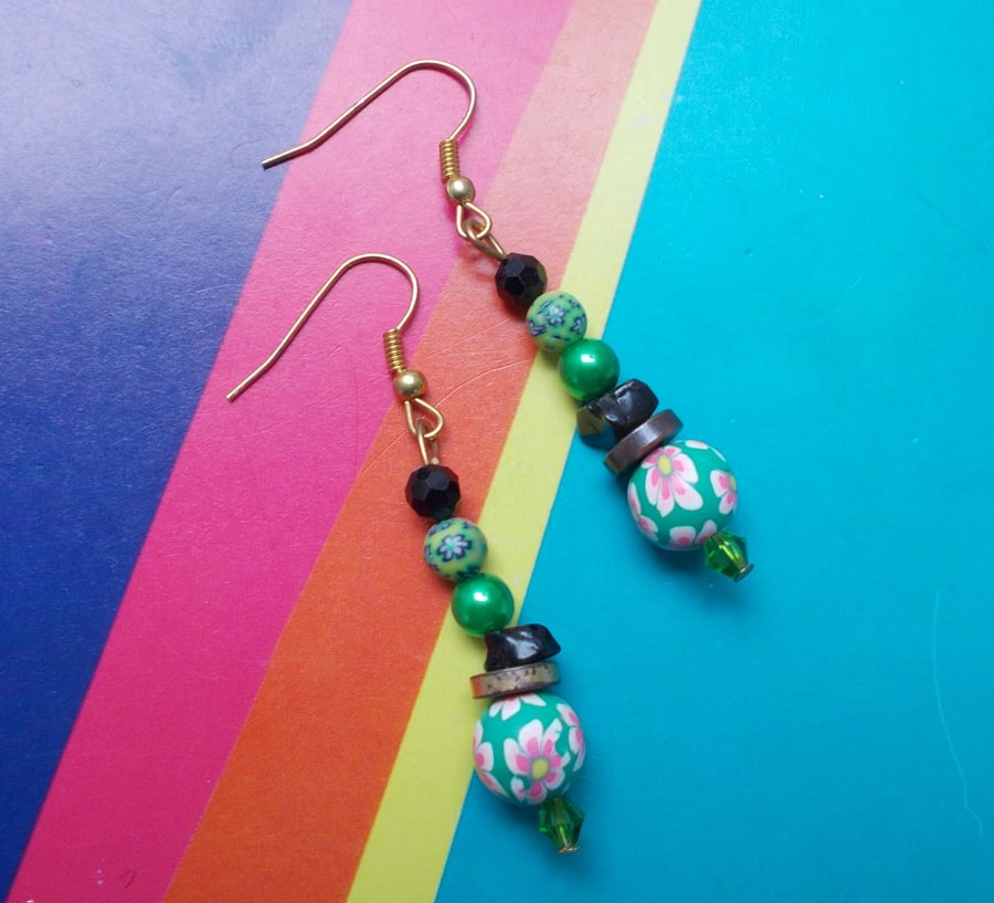 A Mix of Greens Eclectic Earrings