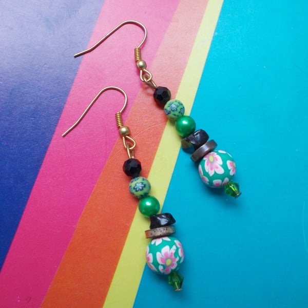 A Mix of Greens Eclectic Earrings