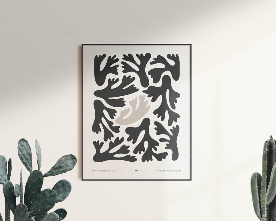 Abstract Shapes Print in Grey and Beige