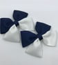 Navy and White Two Tone Double with Bows on Clips (pair) - Image 1
