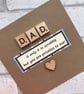 Handmade Dad Card, Scrabble Tiles & Heart - Image 2