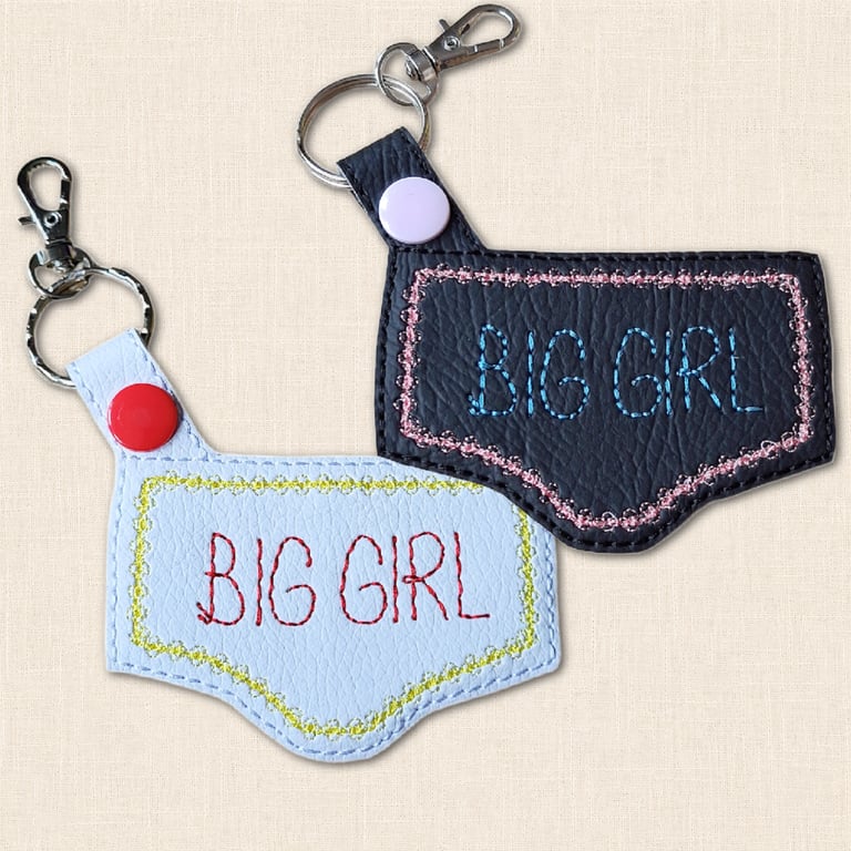 Big Girl Pants Keyring - Playful Embroidered Faux Leather Bag Charm
