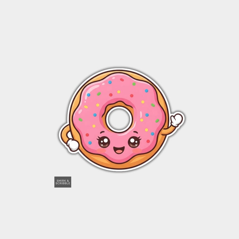 Funny Vinyl Die Cut Sticker For Adults - Cute Kawaii Doughnut
