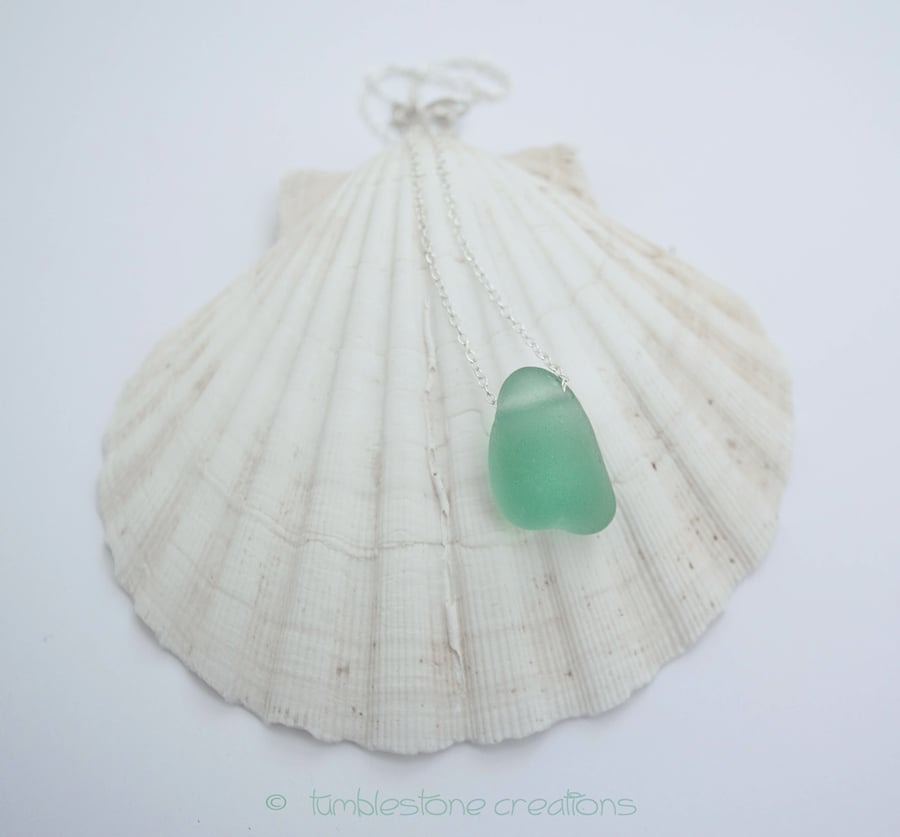 Welsh Sea Glass and Sterling Silver Necklace