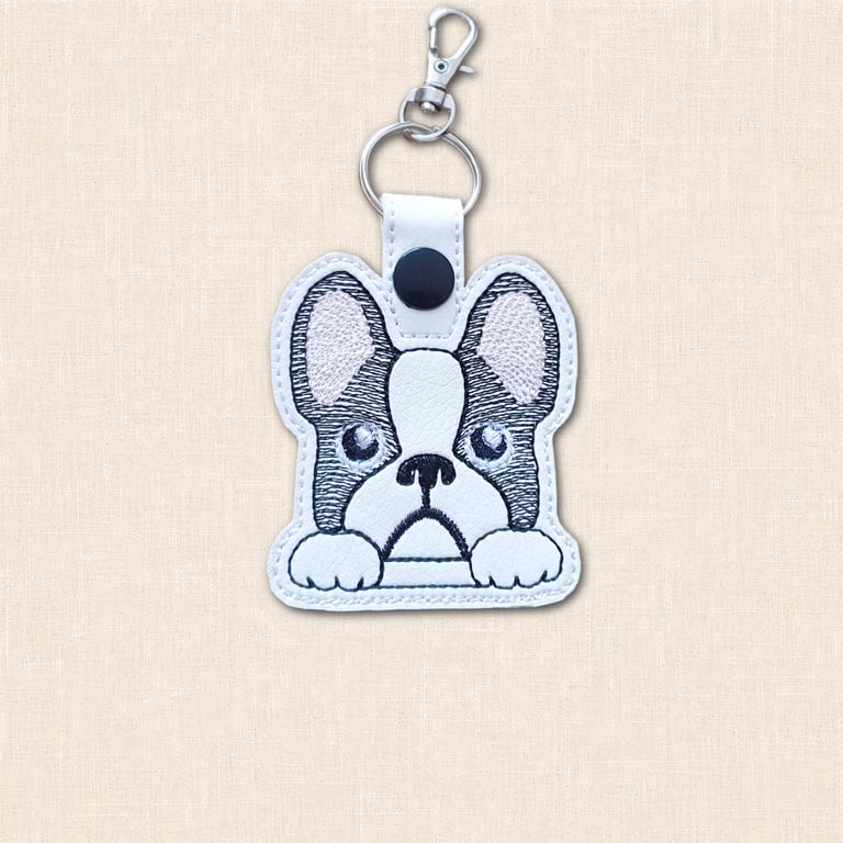 French Bulldog Keyring - Kawaii Dog Faux Leather Accessory